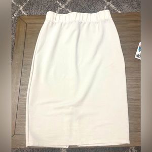White Ribbed Pencil Skirt